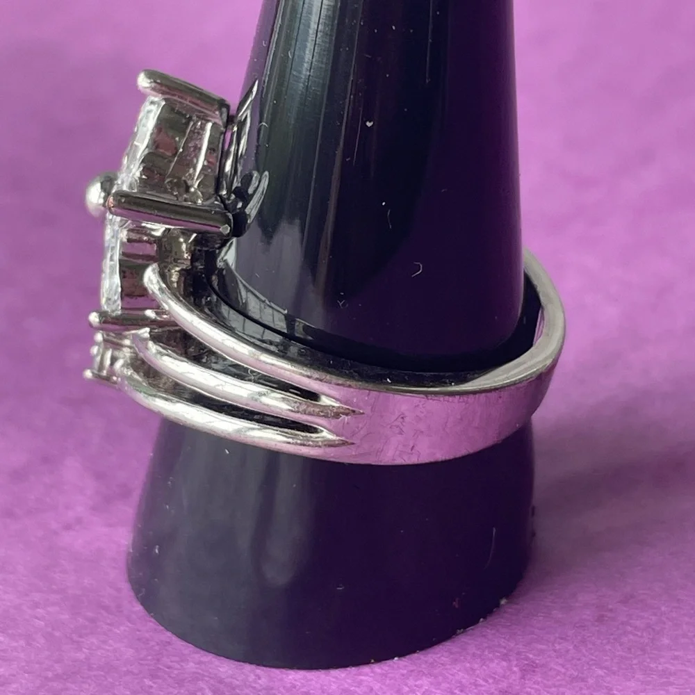 Silver and simulated diamond Ring,